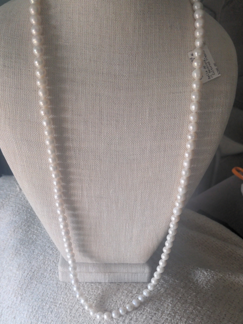 NWT Classic Long  White Pearl Necklace,  36" Endless Strand,